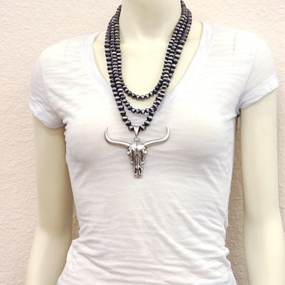 Steer Skull Cow Navajo Pearl Necklace IT'S BACK!! - Picture 3 of 5
